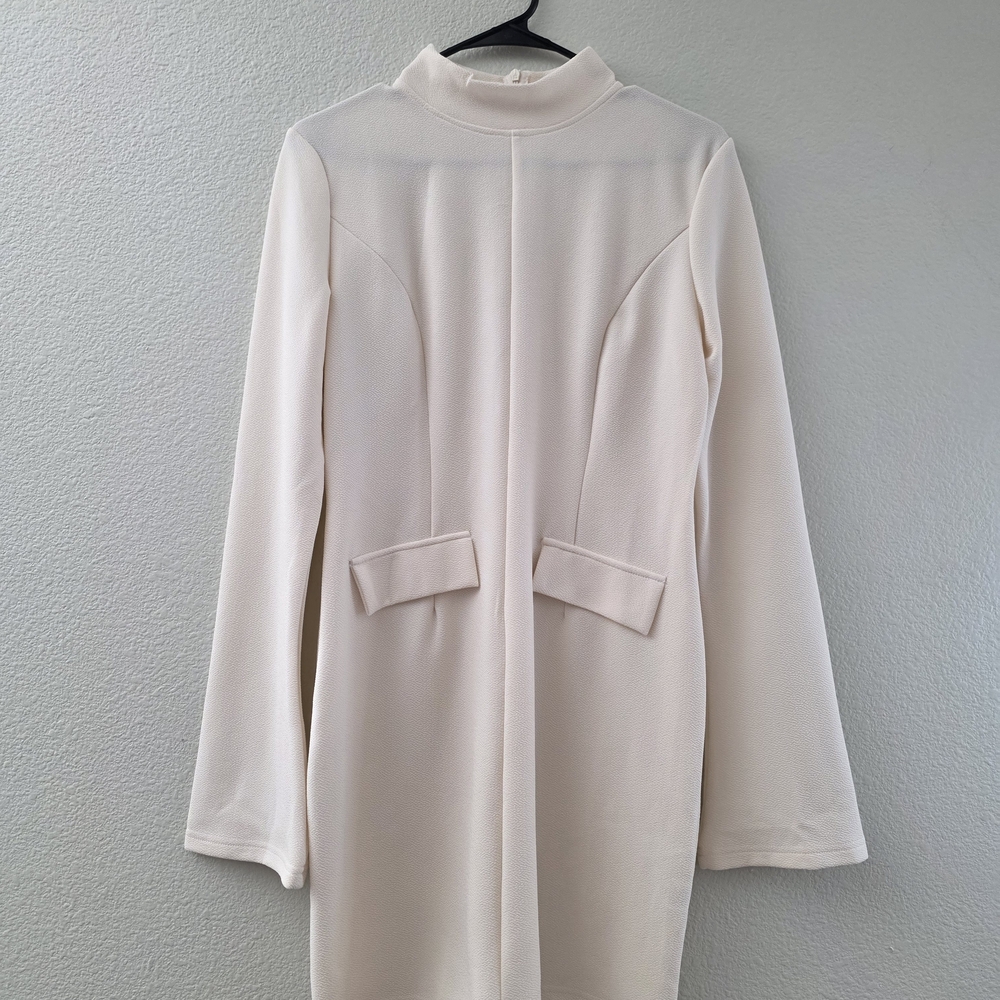 Elegant Cream Long-Sleeve Dress